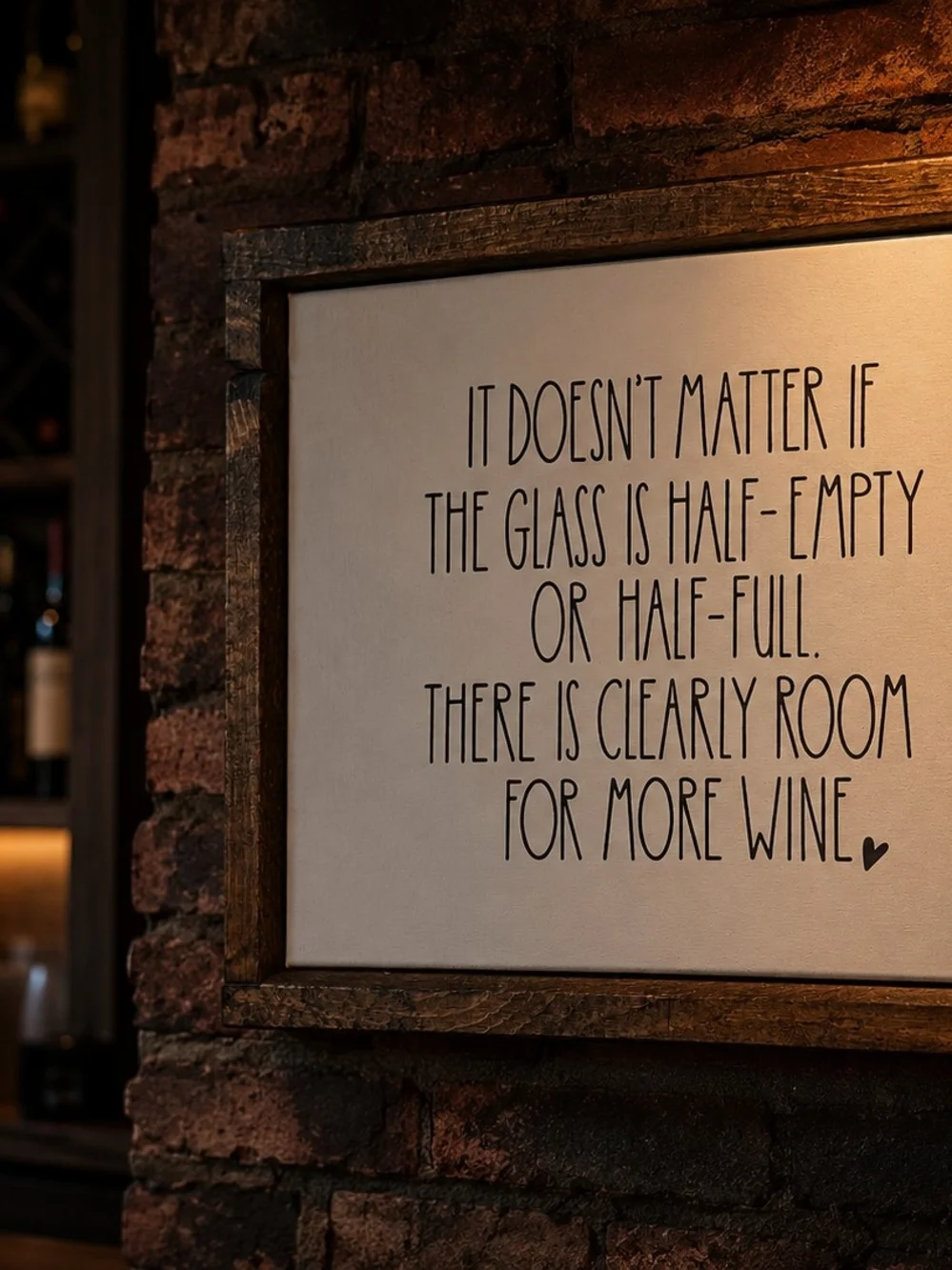 Framed Wine Quote Wall Art - Neutral Tones